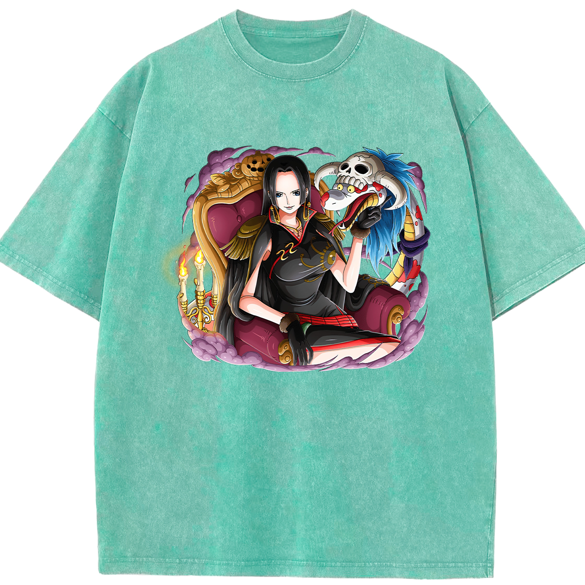 ワンピース ボア・ハンコック ONE PIECE Boa·Hancock 綿100% ヴィンテージ風 半袖Tシャツ（フロントプリント）